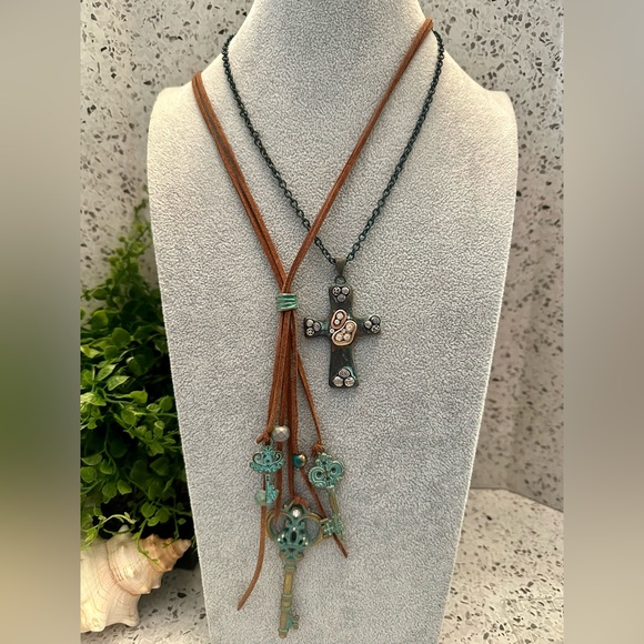 Jewelry Lot in copper/gold tone with turquoise patina - Picture 2 of 12